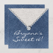 Invitation Denim Diamonds Parties scintillant argent doux 16 (Devant / Derrière)