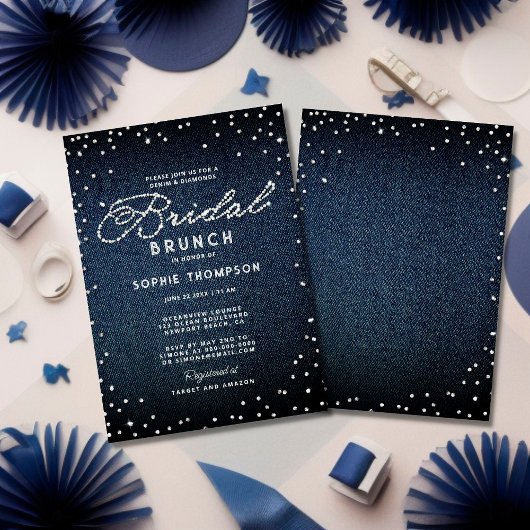 Invitation Denim Diamonds Parties scintillant Bleu Élégant Br