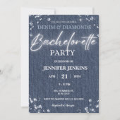 Invitation Denim Diamonds Parties scintillant Bling Élégant B (Devant)