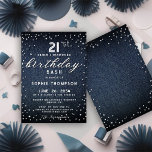 Invitation Denim Diamonds Parties scintillant Moderne 21e fêt<br><div class="desc">Un modèle simple, moderne, élégant et chic d'invitation à la fête d'anniversaire avec un arrière - plan denim bleu, le mot BIRTHDAY couvert de diamants blancs (simulé, pas de vrais diamants) et dans le script de calligraphie moderne, et la typographie en blanc. Un design chic "denim et diamants" pour une...</div>