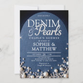 Invitation Denim Diamonds Pearls Arch Coed Blue Couple Douche (Devant)