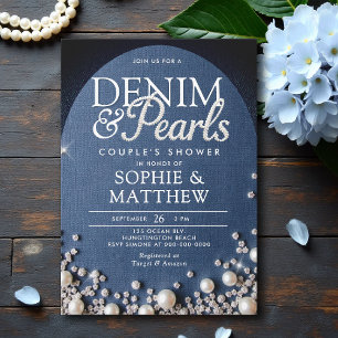Invitation Denim Diamonds Pearls Arch Coed Chic Couple Douche