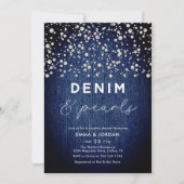 Invitation Denim Diamonds Pearls Blue Elegant Couples Douche (Devant)