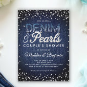 Invitation Denim Diamonds Pearls Blue Modern Couple Douche