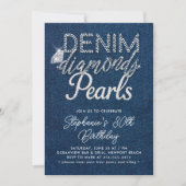 Invitation Denim Diamonds Pearls Chic Type Classic Anniversai (Devant)