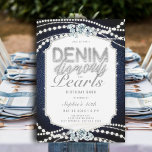 Invitation Denim Diamonds Pearls Frame 40e anniversaire fête<br><div class="desc">Vous cherchez des idées de fête pour 40e anniversaire pour les femmes? Ce denim moderne, élégant et chic, les diamants et les perles, invitation à la fête d'anniversaire pour elle, avec son thème denim et perles - avec une touche de diamants, est une façon parfaite de célébrer un anniversaire marquant...</div>