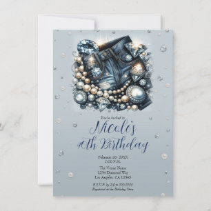 Invitation Denim Diamonds & Pearls Jeans Soirée d'anniversair