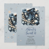 Invitation Denim Diamonds & Pearls Jeans Sweet 16 Anniversair (Devant / Derrière)