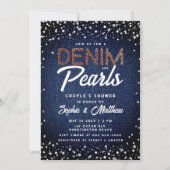 Invitation Denim Diamonds Pearls Moderne Élégante Douche Coup (Devant)