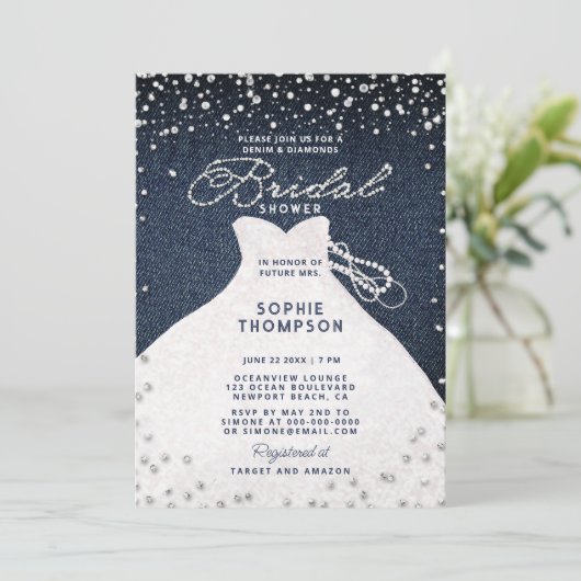 Invitation Denim Diamonds Pearls Parties scintillant robe Fêt (Debout devant)