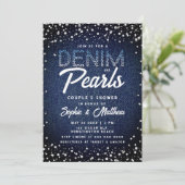 Invitation Denim Diamonds Pearls Photo Couple Douche (Debout devant)