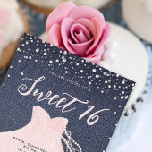 Invitation Denim Diamonds Pearls Rose Princess Robe douce 16