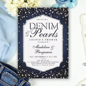 Invitation Denim Diamonds Pearls Wedding shower élégant