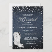 Invitation Denim Diamonds Pearls Western Boots Fête des marié (Devant)