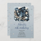 Invitation Denim Diamonds & Perles Jeans Anniversaire (Devant / Derrière)