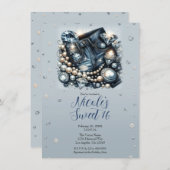 Invitation Denim Diamonds & Perles Jeans Sweet 16 Anniversair (Devant / Derrière)