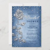 Invitation Denim Diamonds Rhinestones Rose Blue Fête des mari (Devant)