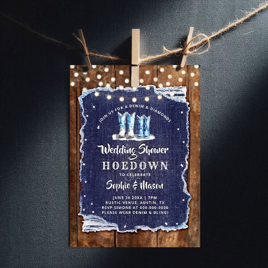 Invitation Denim Diamonds Rustic Cowboy Mariage Fête des mari