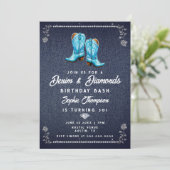 Invitation Denim Diamonds Rustic Cowgirl Boots fête d'anniver (Debout devant)