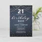 Invitation Denim Diamonds Rustic Lights 21e fête d'anniversai (Debout devant)