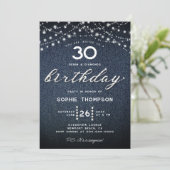 Invitation Denim Diamonds Rustic Lights 30e fête d'anniversai (Debout devant)