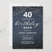 Invitation Denim Diamonds Rustic Lights 40e fête d'anniversai (Devant)