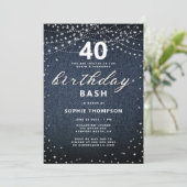Invitation Denim Diamonds Rustic Lights 40e fête d'anniversai (Debout devant)