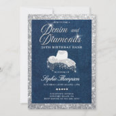 Invitation Denim Diamonds Script Bling 30e fête d'anniversair (Devant)