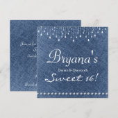 Invitation Denim Diamonds Sparkle Bling Sweet 16 (Devant / Derrière)
