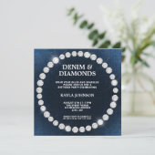 Invitation Denim Diamonds Square Halo Birthday Party (Debout devant)