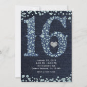 Invitation Denim & Diamonds Sweet 16 16e fête d'anniversaire (Dos)