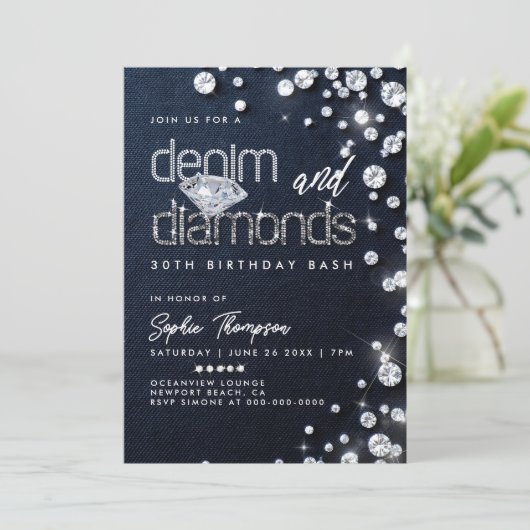 Invitation Denim Diamonds Theme Classy 30e Anniversaire (Debout devant)