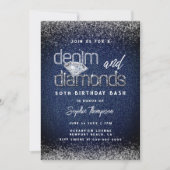 Invitation Denim Diamonds Typographie Chic 50e fête d'anniver (Devant)