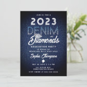 Invitation Denim Diamonds Typographie Parti de graduation mod (Debout devant)