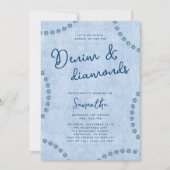 Invitation Denim et Diamonds Blue Western Bachelorette Party (Devant)