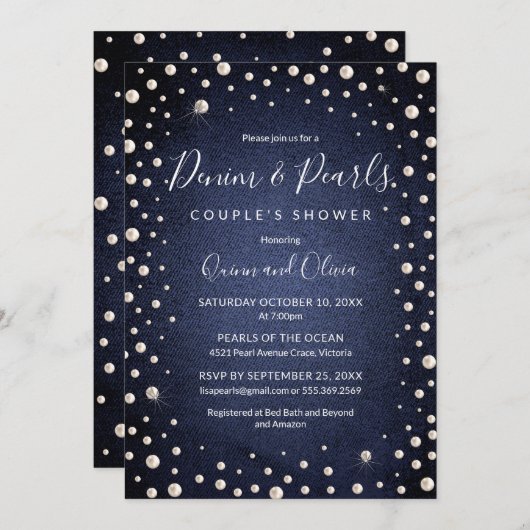 Invitation Denim et Pearls (Devant / Derrière)