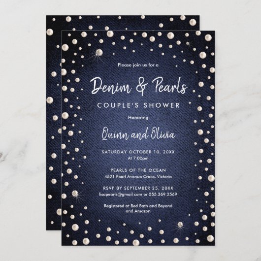 Invitation Denim et Perles (Devant / Derrière)