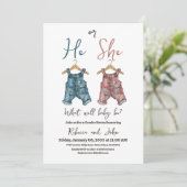 Invitation Denim He ou She Clothesline Genre Revevela Party (Debout devant)