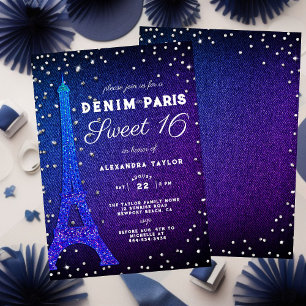 Invitation Denim in Paris Parties scintillant Élégante Purple