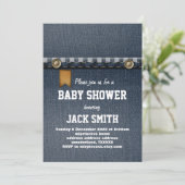 Invitation denim, jean bleu, cowboy, baby shower occidental (Debout devant)