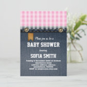 Invitation denim, jean bleu, cowboy, baby shower occidental (Debout devant)