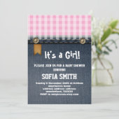 Invitation denim, jean bleu, cowboy, baby shower occidental (Debout devant)