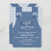 Invitation Denim Overalls migre comme un bouton bleu (Devant / Derrière)