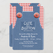 Invitation Denim Overalls mite en tant que bouton (Devant / Derrière)