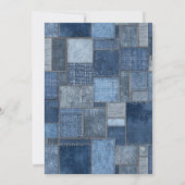Invitation Denim Patchwork Bear Toy Blue Jean Baby Shower (Dos)