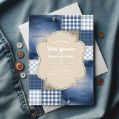 Invitation Denim Patchwork Rustique Chic Bleu Jean Baby showe
