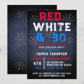 Invitation Denim Red White 4 juillet Patriotique 30e annivers (Devant / Derrière)