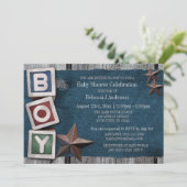 Invitation Denim, Stars & Blocks Country Boy Baby shower (Debout devant)