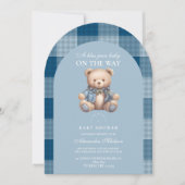 Invitation Denim Teddy Bear Baby shower (Devant)