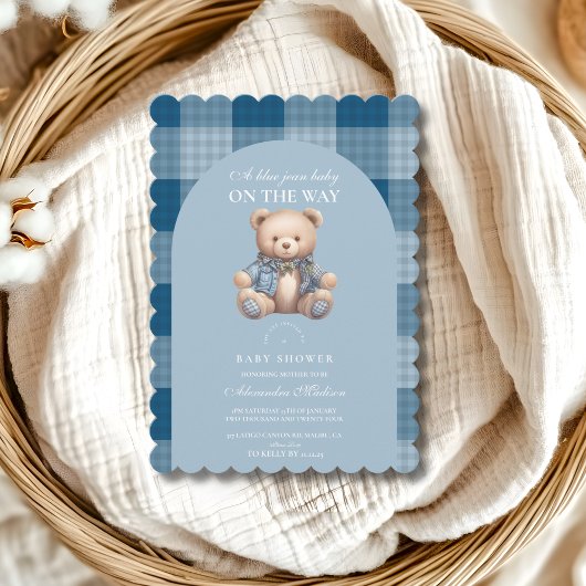 Invitation Denim Teddy Bear Baby shower